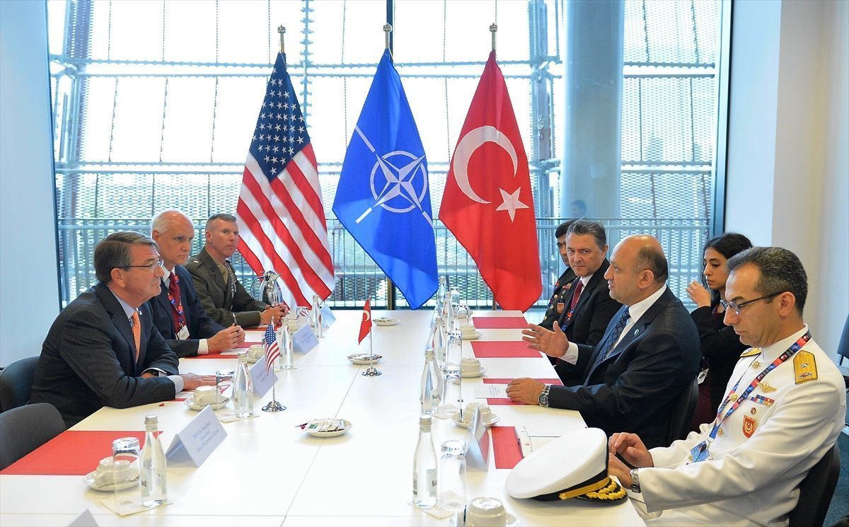Turkish Defense Minister Fikri Isik meets with United States Secretary of Defense, Ashton Carter in Warsaw, Poland on July 09, 2016.