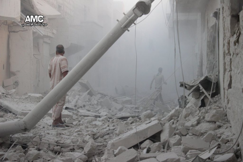 Extreme destruction in Aleppo neighborhoods after Assad regime's airstrikes